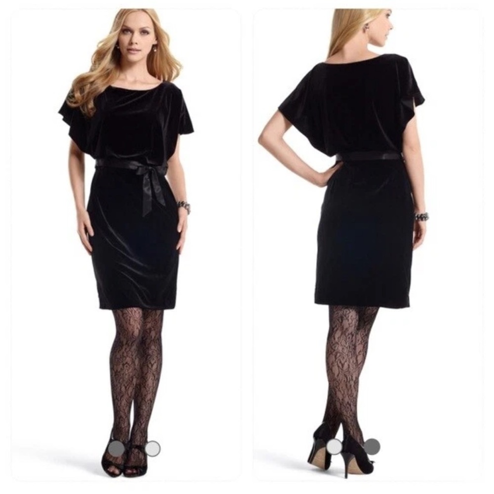 White Black House Market  Elegant Black Velvet Cocktail Dress Sz L